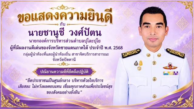 ผู้ที่มีผลงานดีเด่นของจังหวัดชายแดนภาคใต้ ประจำปี พ.ศ. 2568